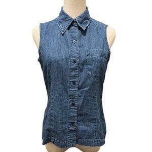 Vintage Crazy Horse Liz Claiborne Denim Vest 90s Sleeveless Jean Jacket